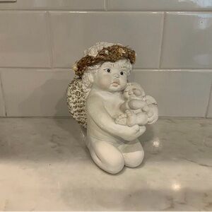 Dreamsicle cherub holding baby, GOLD WINGS